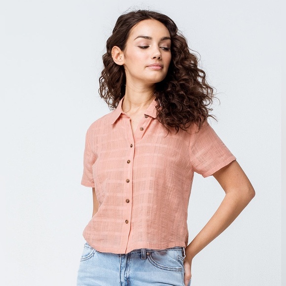 FREE🌟 Tilly’s Sky & Sparrow plaid Cream Camp Shirt Sheer White Linen Button Down - Picture 2 of 8